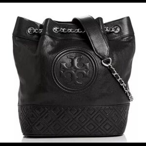Tory Burch medium Fleming distressed leather bucket bag